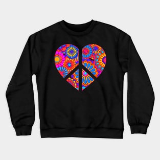 Colorful Bohemian Flower Peace Sign Heart Crewneck Sweatshirt